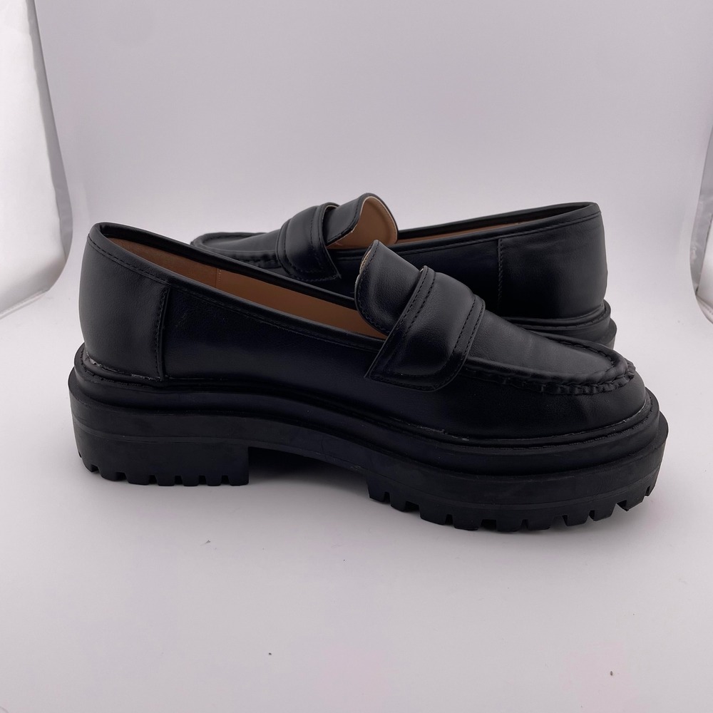 Princess Polly Black Chunky Platform Penny Loafers Lug Sole Shoes‎ Size 6 37 - Picture 7 of 9